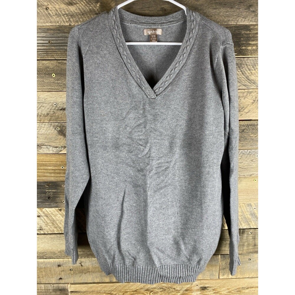 White Stag Women's Sz XL Gray Long Sleeve V-Neck Pullover Sweater